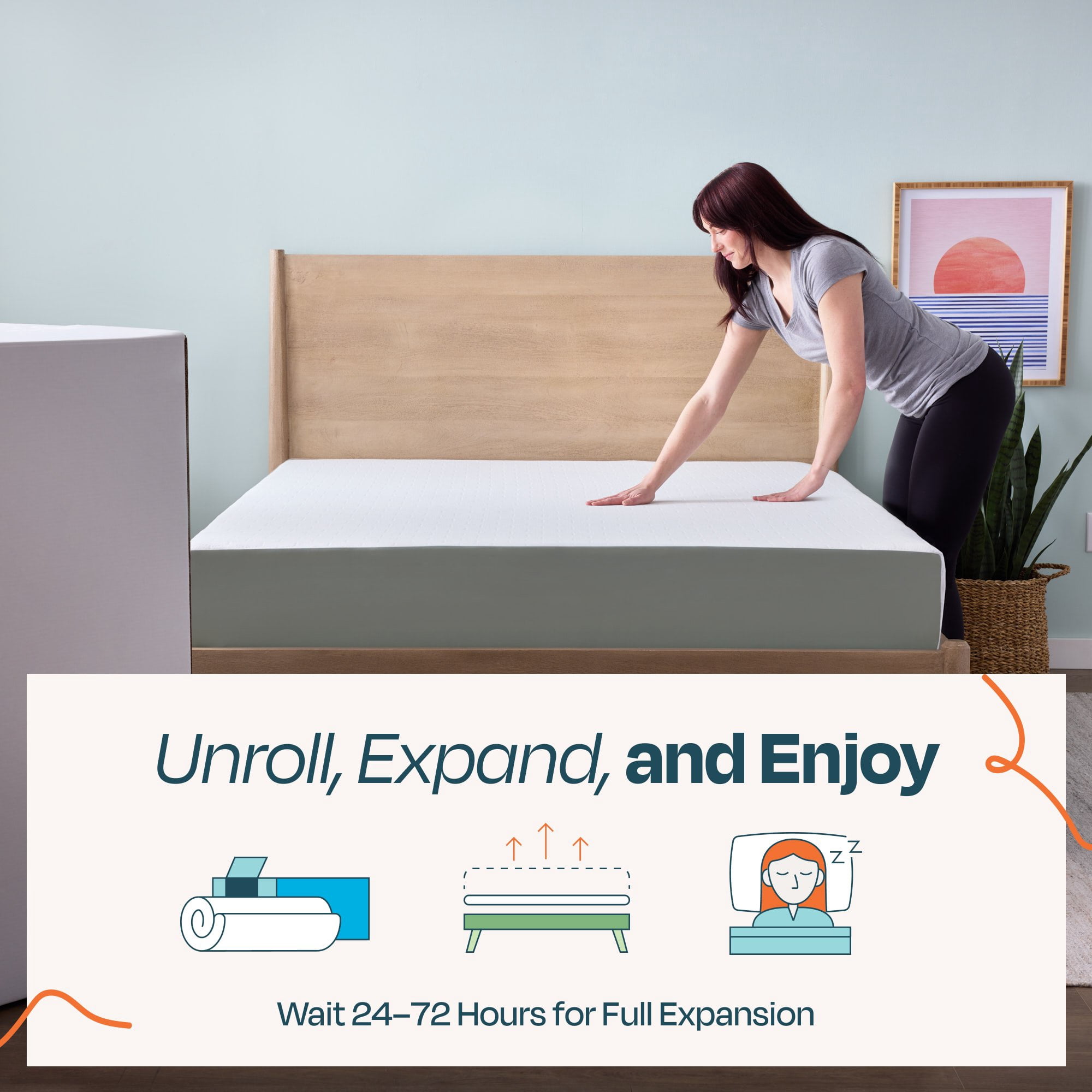 Linenspa Eden 8” Green Tea Memory Foam Mattress with Cooling Gel, Full