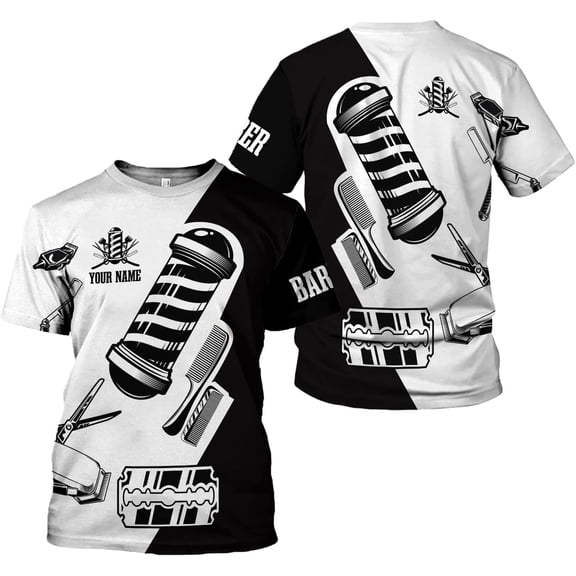 Personalized Name Barber Gift for Barber 3D All Over Printed Shirts Gift for Men and Women (S)