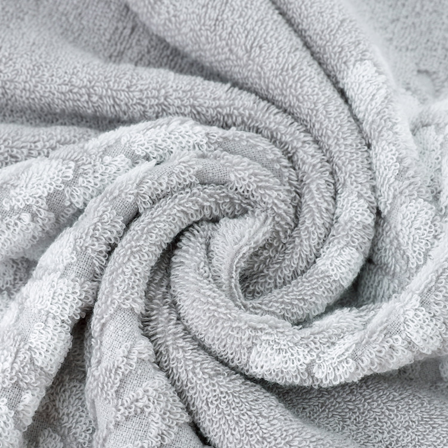 Pidada 100% Cotton Hydrangea Floral Pattern Hand Towels for Bathroom Set of 2 (Light Gray)