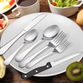 thumbnail image 4 of Koomade 48-Piece Silverware Set for 12 - Stainless Steel Flatware Set for Everyday, Weddings, Parties - Includes Steak Knives, Salad Forks, Teaspoons - Dishwasher Safe, Silver, 4 of 7
