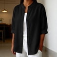 thumbnail image 6 of Womens Button Down Shirts Oxford Short Sleeve Cotton Dress Shirts Collared Button Up Casual Blouses Tops Linen Button Down Shirts Summer Cotton Linen Casual Tops with Pocket, 6 of 9
