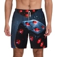 thumbnail image 2 of Goofa Cosmic Red Sparkle Dice Printed Men's Swim Trunks Board Shorts Quick Dry Mens Swimming Trunks with Compression Liner,Breathable Fit Hawaii Beach Shorts-3X-Large, 2 of 9