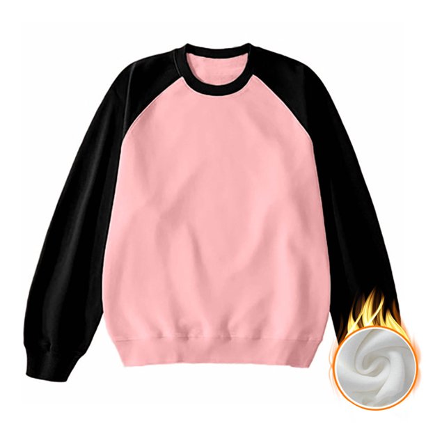 pstuiky Camisas casuales de manga larga para hombre, Camiseta de cuello redondo para hombre, de manga larga y color combinado, blusa de cuello redondo y manga larga top de hombre l