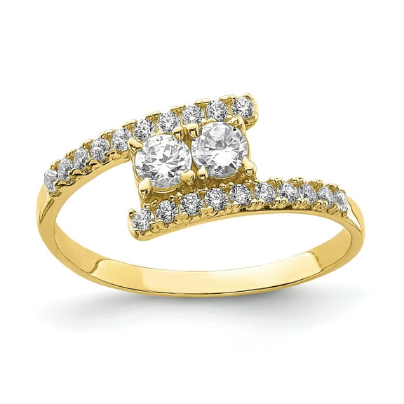 Primal Gold 10 Karat Yellow Gold Cubic Zirconia Fancy Ring