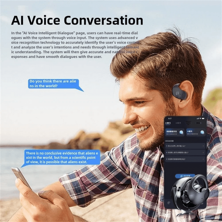 Spanish English Translator Headphones, Auriculares Traductores De Idiomas Hy T26 Pro Language Translator Wireless Bluetooth Earbuds Supports 75 Langua