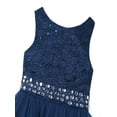 thumbnail image 6 of iiniim Girls Glitter Sequined Lace Tea Length Wedding Bridesmaid Party Flower Dress 2-12 Navy Blue 12, 6 of 7