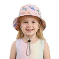 thumbnail image 4 of Krdevn Cartoon Dinosaur Print Kids Fisherman Sun Hat Adjustable Chin Strap Breathable Windproof Wide Brim Cap for Toddler Boys Girls, 4 of 5