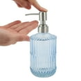 thumbnail image 3 of 1 Pc Simple Vertical Lines Soap Pump Dispenser for Bath 450ml Clear Blue Silver Tone, 3 of 6