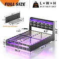 thumbnail image 2 of Aheaplus Full Size Bed Frame with Drawers Charging Station LED Light, Upholstered PU Leather Full Bed Frame with Storage Headboard, Heavy Duty Wood Slats, No Box Spring Needed, Noise Free, Black, 2 of 8
