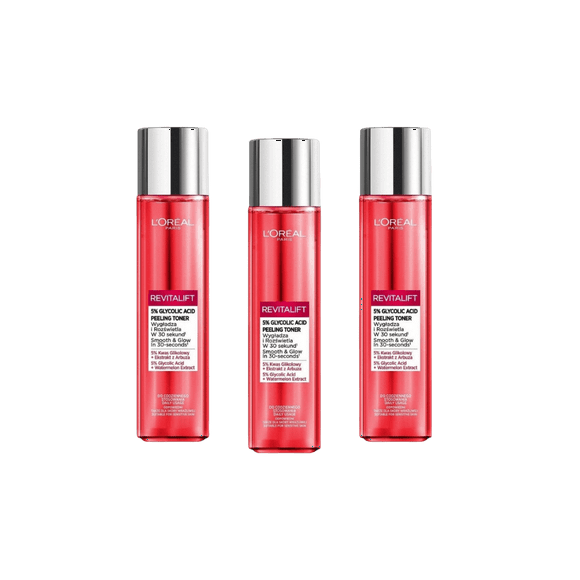 Loreal Paris Revitalift 5% Pure Glycolic Acid Peeling Tonic 180ml 3 Pack