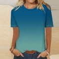 thumbnail image 2 of Pxiakgy Basic T Shirts for Women Women‘S Short Sleeve Gradient Color Fashion Round Neck Casual T Shirt Gradient Color Short Sleeve Casual Summer Tops Trendy Solid Loose Fit Tshirt Green L, 2 of 5