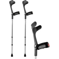 KMINA - Forearm Crutches for Adults (x2 Units, Open Cuff), Adult Crutches Adjustable with Handle Pads, Made in Europe