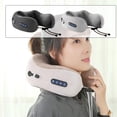 thumbnail image 1 of Almohada de espuma viscoelástica para el cuello con masaje - Almohada de viaje en forma de U para aliviar el dolor cervical, calor y vibración USB, uso en oficina y avión, marrón/negro/gris, 1 of 6