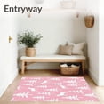 thumbnail image 3 of ODIKA 4'x6' Machine Washable Non-Slip Area Rug, Nordic Snowy Village Scene with Reindeer and Stylized Pine Trees Motif High Traffic Rug with Pad, Pink, 736098, 3 of 8