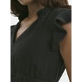thumbnail image 3 of Time and Tru Women's Double Cloth Cotton Midi Dress with Flutter Sleeves, Sizes XS-XXXL, 3 of 4