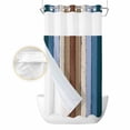 thumbnail image 2 of Blue Brown No Hook Shower Curtain Waterproof,Bathroom Curtains with Snap in Liners and See Through Top Window,Farmhouse Wood Grain Vintage Vertical Striped Hotel Bathtub Curtains Shower 36"Wx72"L, 2 of 8