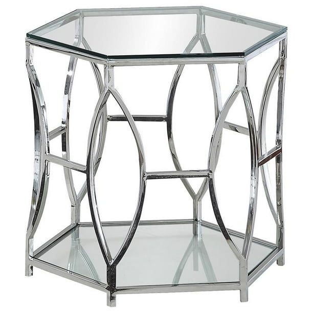 Best Master Brooke Hexagonal Clear Glass And Steel Frame End Table In Silver Com - Brooke Hexagonal Coffee Table Best Master Brooke Hexagonal Clear Glass And Steel Frame End Table In Silver Com - Brooke Hexagonal Coffee Table