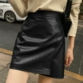 thumbnail image 5 of Riforla Skirts for Women Pure Colored Short Tight Skirt with Slit Pu Mini Skirts Black XL, 5 of 5