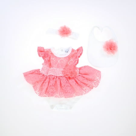 

Pre-owned Nicole Miller Girls Pink Lace Apparel Sets size: 3-6 Months
