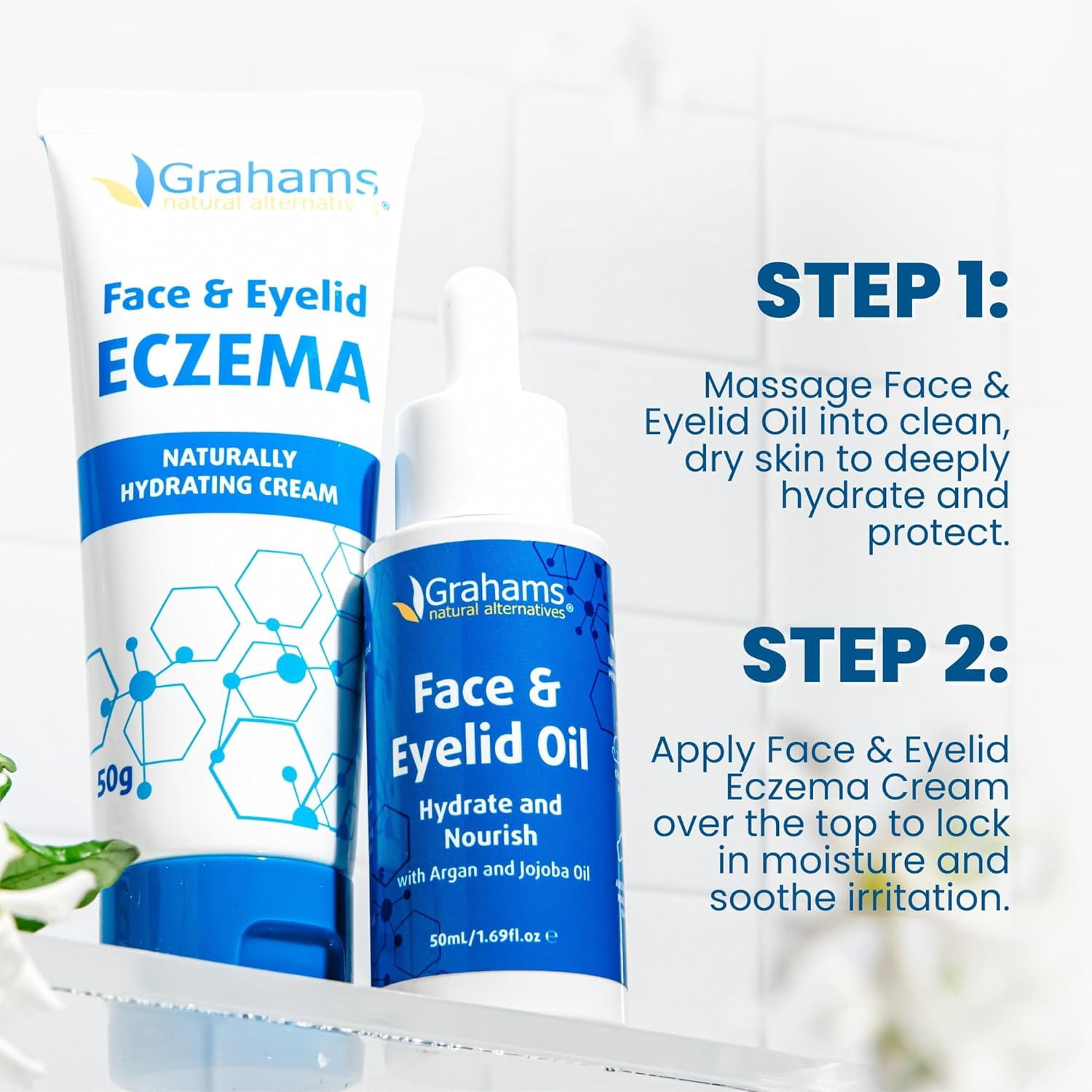 Grahams Natural Face & Eyelid Eczema Relief Kit (1.76 oz Cream & 50ml Oil)