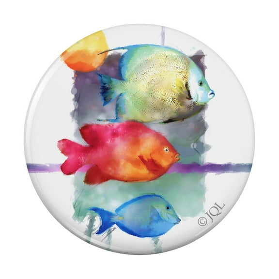Sun Fish Watercolor Tropical Beach Pinback Button Pin