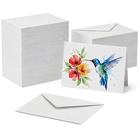 100 Pcs Blank Watercolor Cards and Envelopes Set | 4 x 6 Inch 250 Gsm Cotton Watercolor Paper Cards White Greeting Card Postcard for Painting