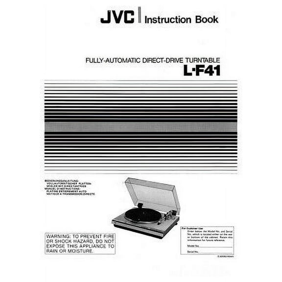 Instruction Manual ONLY for JVC L-F41 Turntable Owners Instruction Manual REPRINT