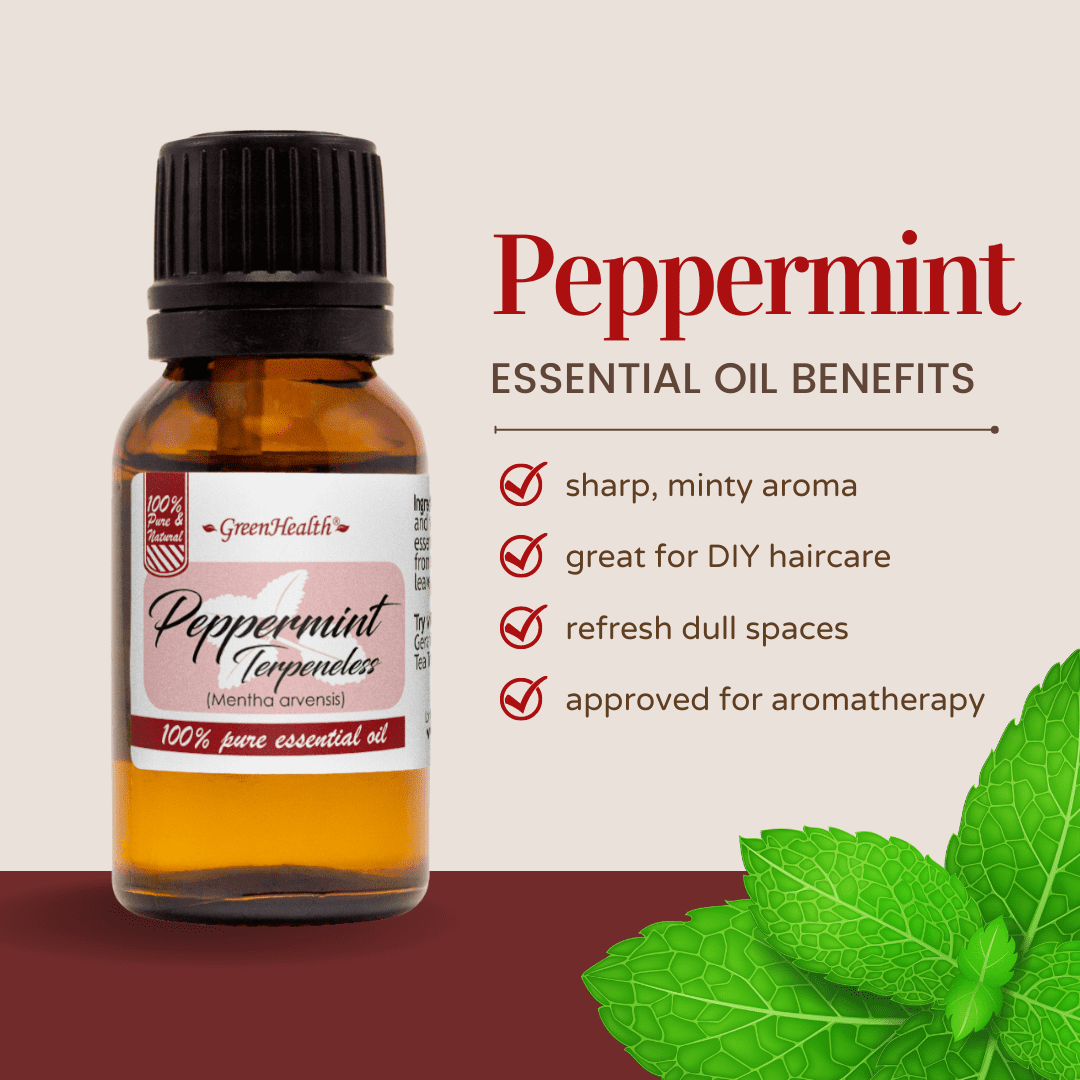 GreenHealth Peppermint (Terpeneless) Essential Oil 1 Gallon Clear Plastic Jug w/ Cap