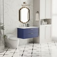 thumbnail image 4 of 36" Wall Mounted Bathroom Vanity with Sink, Floating Design with 2 Spacious Drawers and Metal Handles, Blue, 4 of 7