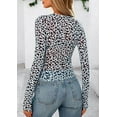 thumbnail image 2 of PRETTYGARDEN Womens Mesh Long Sleeve Top Trendy Spring See Through Sheer Blouse Leopard Fitted Going Out Layering Shirts, 2 of 6