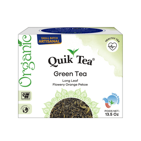QuikTea Organic Green Loose Leaf Tea 100g, Naturally Caffeinated, No Preservatives, Just add hot water