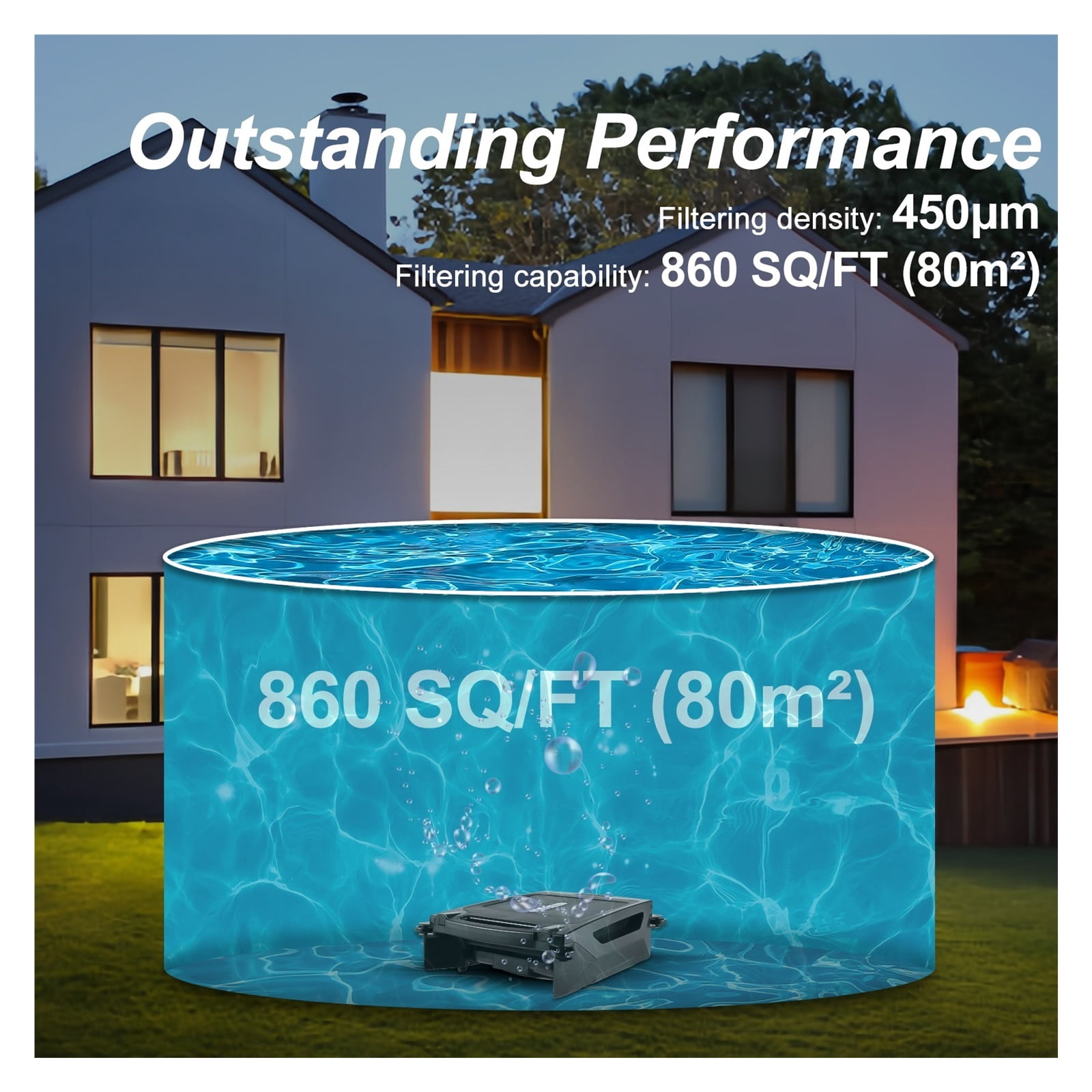 Solar Powered Cordless Robotic Pool Cleaner with Cleaning Modes Auto Obstacle Avoidance ,Efficient Cleaning