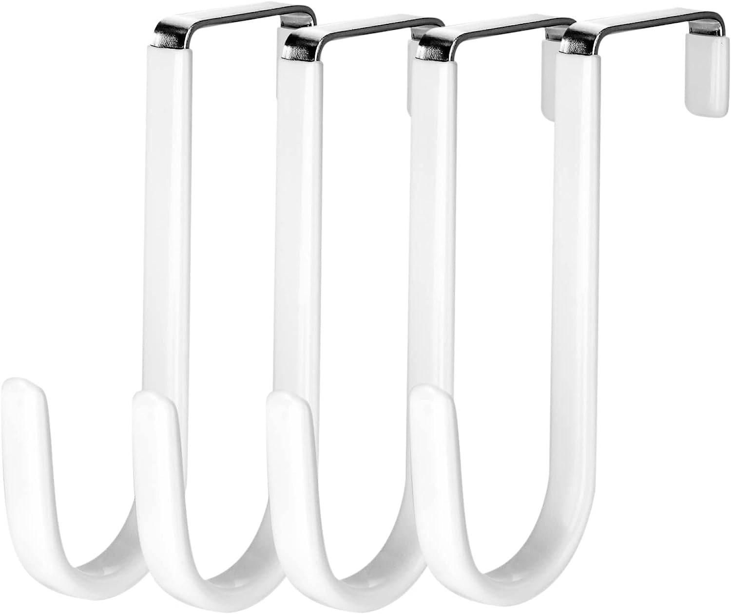 4 Pack Over The Door Hooks Metal Door Hanger Hook with NonSlip Rubber