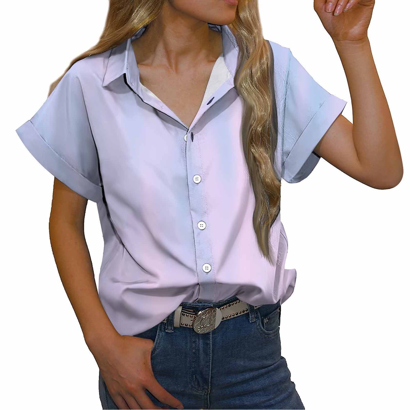 Women Tops Short Sleeve Blouse Floral High Slit Dresses Summer Beach Shirt Tunic 