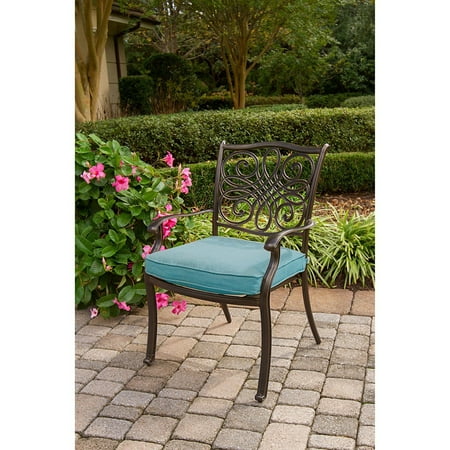 Hanover Traditions 9-Piece Rust-Free Aluminum Outdoor Patio Dining Set with Blue Cushions, 8 Dining Chairs and Aluminum Rectangular Dining Table, TRADDN9PC-BLU