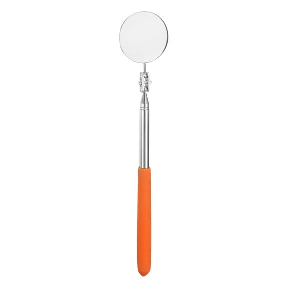 Telescoping Inspection Mirror 2" Round 10.6" to 17.1" 360 Degree Stainless Steel Inspection Swivel Head Extendable Mirrors with Pocket Clip for Technicians Mechanics, Orange
