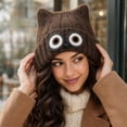 thumbnail image 5 of Women's Owl Ear Knit Beanie Hat Cute Animal Face Winter Warm Knitted Cap Fuzzy Lined Ski Hat for Fall Winter, 5 of 5