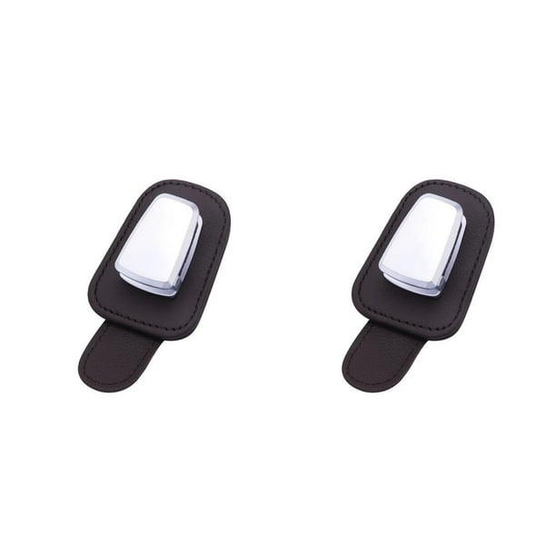 Kenally Soporte para gafas de coche, organizador de visera para automóvil, colgador de gafas con abrazadera para tarjeta de billete, almacenamiento Marrón 2piezas Kenally CBP385426