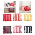 thumbnail image 2 of Striped Velvets Cushion Cover With Ruffled Edges Soft Polyester Fabric Stylish Home Decors Square Throw Pillow Case, 2 of 9