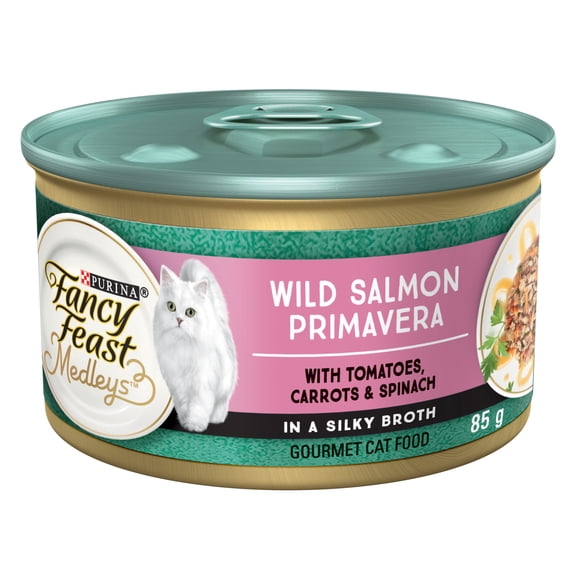 Fancy Feast Medleys Saumon Sauvage Primavera dans une Bouillon Velouté, Nourriture Humide pour Chats 85 g
