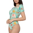 thumbnail image 2 of Easygdp Elephant and Flowers Women's One-Piece Swimsuit Slim Fit Crew Neck Bodysuit Athletic Swimwear with Concealed Buckle - Medium, 2 of 9