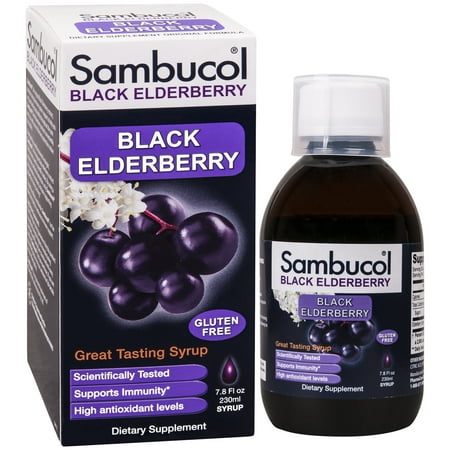 Sambucol Black Sambucus Elderberry Syrup, Immune Support, Liquid Syrup for Kids and Adults, 7.8 Oz