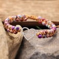 thumbnail image 4 of Pink Season Couple Bracelet Double-layered Hand Woven Adjustable Stainless Steel Love Heart Braided Lucky Rope Charm Bracelet Jewelry Accessory, 4 of 8