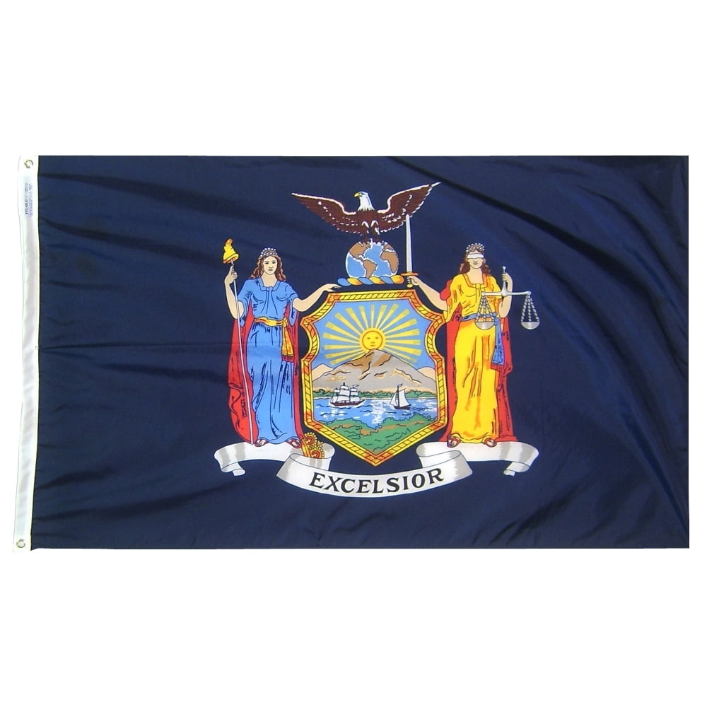 New York State Flag 2x3 ft. Nylon with Brass Grommets