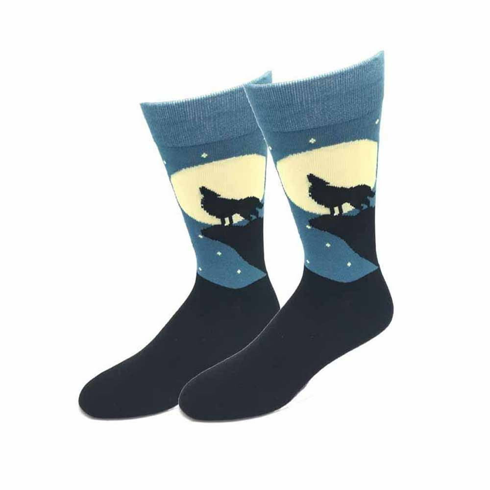 Bigfoot Sock Co. Wolf Howl One Size Fits Most Dark Teal Crew Socks