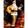 thumbnail image 4 of Men’s Santa Claus Costume Set – 12-Piece Christmas Suit with Gold Foil Print, Laser Patent Leather Jacket & Pants, Holiday Performance Outfit, 4 of 6