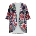thumbnail image 2 of FAHXNVB Womens Kimono Cardigans Hawaiian Printed 3/4 Sleeve Sheer Open Front Beach Cover Ups Floral Print Loose Fit Casual Summer Tops, 2 of 6