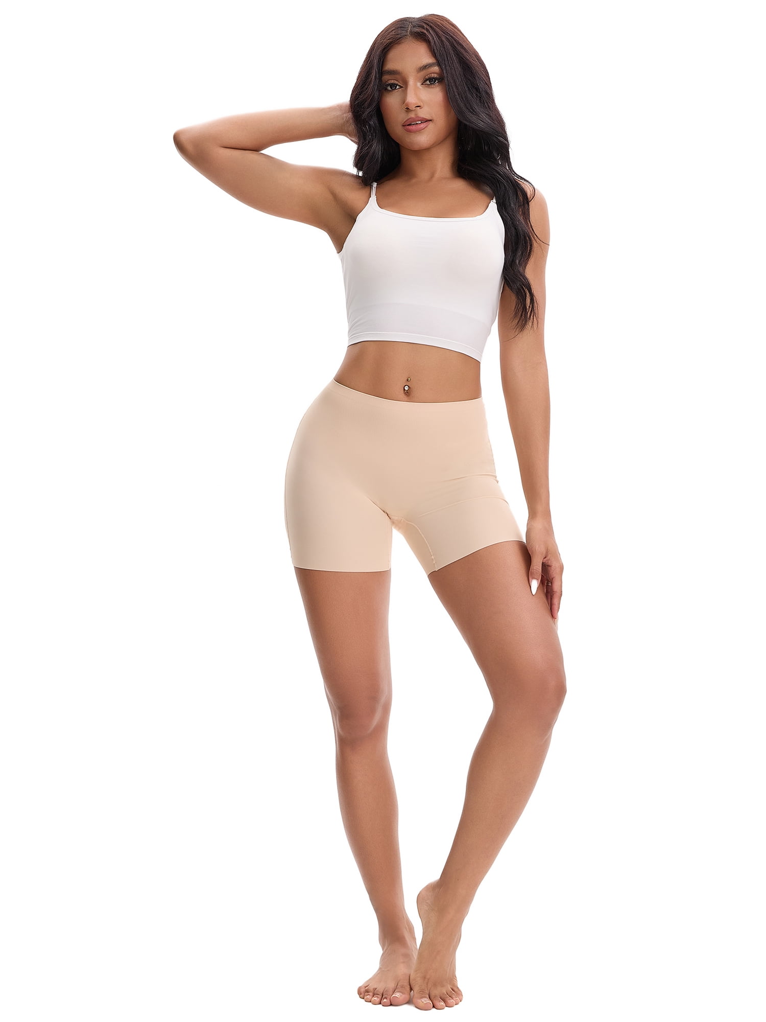 Unique Bargains Seamless Shapewear Slip Shorts Slimming Underwear L Beige