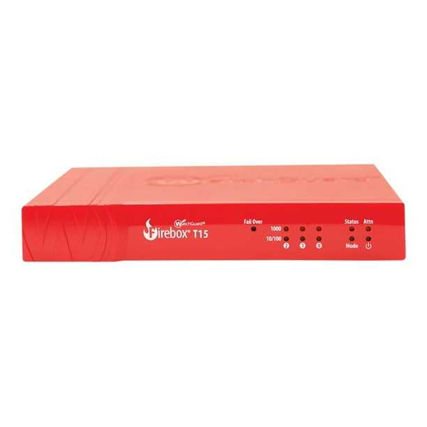 WatchGuard Firebox T15 - appliance de Sécurité - avec 3 Ans de Suite de Sécurité de Base - 3 ports - 1GbE - Commerce Concurrentiel en