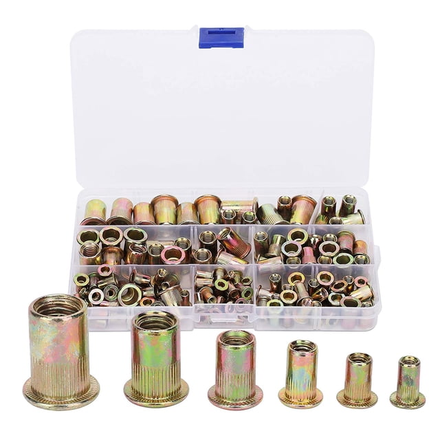 150pcs Ensemble d'Écrou de Rivet Galvanisé, Insert Mixte Fixation Écrou de Rivet Fileté Pièces de Quincaillerie M3/4/5/6/8/10, Idéal pour les Produits Électromécaniques et Industriels Légers